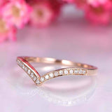 1.3ct Round Cut Diamond Wedding Band Curved Half Eternity 14k Rose Gold Finish