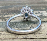 2.3ct Oval Cut Blue Sapphire Diamond Halo Floral Ring 14k White Gold Finish