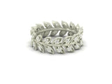 2ct Round Cut VVS1 Diamond Wedding Band Eternity Leaf Design 14k White Gold Over