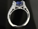 5ct Round Blue Sapphire Engagement Ring Dual Row Bridal Set 14k White Gold Over
