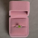 1.5ct Asscher Cut Green Peridot Engagement Ring 14k White Gold Finish Solitaire