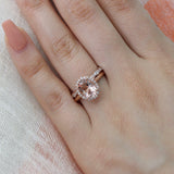 1.3ct Oval Cut Peach Morganite Bridal Set Engagement Ring 14k Rose Gold Finish