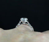3ct Round Cut Diamond Vintage Solitaire Engagement Ring 14k White Gold Finish
