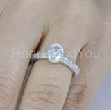 2.2ct Oval Simulated Diamond Pave Accents Engagement Ring 14k White Gold Plated