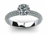 2.1ct Round Cut Clustered Diamond Band Engagement Ring 14k White Gold Finish New