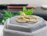 2.1ct Round Cut Moissanite Half Eternity Band Bridal Set 14k Yellow Gold Plated