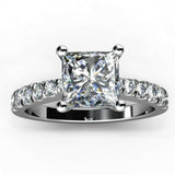 1.9ct Princess Cut Diamond Thin Solitaire Engagement Ring 14k White Gold Finish