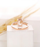 1ct Oval Cut Simulated Peach Morganite Solitaire Accent Ring 14k RoseGold Plated