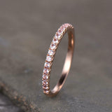 1ct Wedding Band Round Cut Peach Morganite Half Eternity 14k Rose Gold Finish