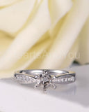 0.2ct Round Stone Ring Setting Round Simulated Semi Mount 14k White Gold Plated