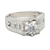 3.5Ct Round Cut Diamond Milgrain Solitaire Engagement Ring 14K White Gold Finish