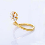 2.2ct Engagement Ring Pear Cut Diamond Floral Crown 14k Yellow Gold Finish