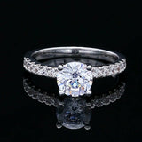 2Ct Round Cut Diamond Solitaire Engagement Ring 18K White Gold Over Hidden Halo