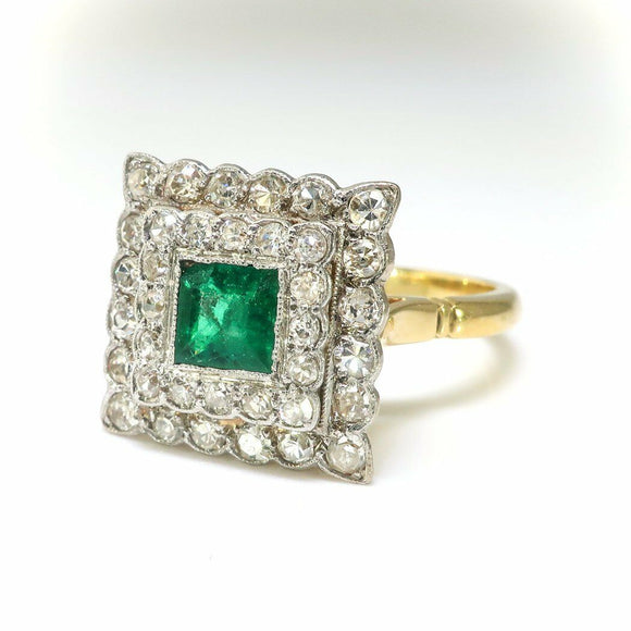 2.5ct Green Emerald Halo Stylish Cocktail Engagement Ring 14k Yellow Gold Finish