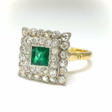 2.5ct Green Emerald Halo Stylish Cocktail Engagement Ring 14k Yellow Gold Finish