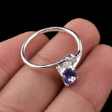 0.4ct Oval Cut Blue Tanzanite Stylish Split Shank Ring 14k White Gold Finish