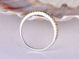 1ct Round Cut Yellow Citrine Half Eternity Wedding Band Ring 14k White Gold Over