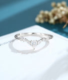 0.5ct Pear Simulated Diamond Minimalist Engagement Ring 14k White Gold Plated