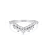 0.5ct Round Cut Moissanite Curved Stacking Wedding Band 14K White Gold Plated