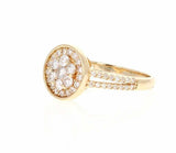 2.6ct Round Cut Diamond Engagement Ring Cluster Split Band 14k YellowGold Finish