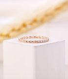 0.1ct Round Cut Moissanite Twisted Minimalist Wedding Band 14k Rose Gold Plated