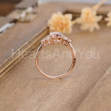 1ct Oval Cut Simulated Peach Morganite Round Petite Ring 14k Rose Gold Plated
