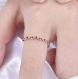 0.4ct Wedding Band Round Cut Pink Ruby Stackable Anniversary 14k RoseGold Finish