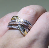 2ct Round Diamond Wedding Ring Band 14k Tricolor Gold Finish Infinity Eternity