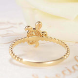 Beaded Sea Turtle Engagement Ring 1.5ct Round Cut Diamond 14k Rose Gold Finish