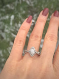 1.9ct Marquise Cut Diamond Split Band Halo Engagement Ring 14k White Gold Finish