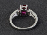 2.2ct Cushion Cut Pink Ruby Diamond Accent Solitaire Ring 14k White Gold Finish