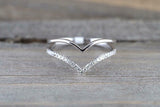 1ct Round Diamond Double Arrow Split Band Engagement Ring 14k White Gold Finish