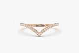 0.15ct Round Cut Moissanite Curved Minimal Wedding Band 14k Yellow Gold Plated