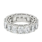 5ct Emerald Cut Diamond Iced Eternity Wedding Ring Band 18k White Gold Finish