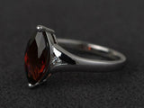 2.3ct Engagement Ring Marquise Cut Red Garnet Trilogy 14k White Gold Finish