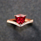 1ct Trillion Cut Ruby Engagement Ring Solitaire with Accent 14k Rose Gold Over