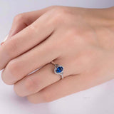1.2ct Oval Cut Blue Sapphire Engagement Ring Stylish Halo 14k White Gold Finish