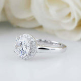 2.5ct Round Cut VVS1D Diamond Engagement Ring Halo Solitaire 14k White Gold Over