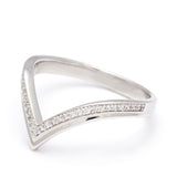 1.3ct Round Cut Diamond Wedding Band 14k WhiteGold Finish V Shaped Petite Curved