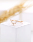 0.2ct Round Cut Moissanite Curved Minimalist Wedding Band 14k Rose Gold Plated