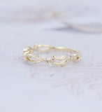 0.1ct Round Cut Moissanite Twig Stacking Wedding Band 14k Yellow Gold Plated
