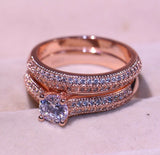 3ct Round Cut Diamond Engagement Ring 14k Rose Gold Finish Bridal Set Promise
