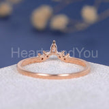 0.2ct Pear Cut Simulated Diamond Chevron Crown Wedding Band 14k Rose Gold Plated