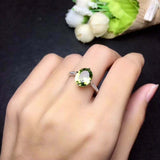 1.4ct Oval Cut Green Peridot Diamond Accent Solitaire Ring 14k White Gold Finish
