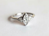 1ct Marquise Diamond Trillion Accents Trilogy Engagement Ring 14k WhiteGold Over