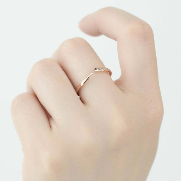 0.03ct Round Cut VVS1D Diamond Wedding Band Ring Minimalist 14k Yellow Gold Over