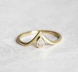 0.8ct Pear Cut VVS1D Diamond Wedding Band 14k Yellow Gold Finish Curved V Shaped