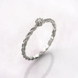 0.1ct Round Cut Moissanite Twisted Women Engagement Ring 14k White Gold Plated