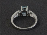 2.2ct Cushion Cut Aquamarine Diamond Accent Solitaire Ring 14k White Gold Finish