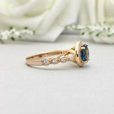 2.55ct Engagement Ring Round Cut London Blue Topaz Halo 14k Yellow Gold Finish